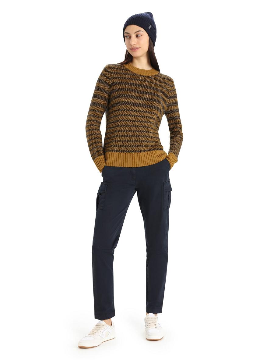 Clove / Midnight Navy Women's Icebreaker Merino Waypoint Crewe Sweaters | USA 1624RVDW